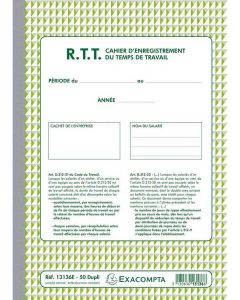 Cahier d'enregistrement du Temps de Travail - RTT EXACOMPTA Visuel couverture