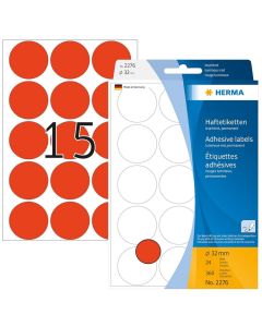 HERMA : Lot de 360 étiquettes adhésives rondes - 32,0  mm - Rouge fluo