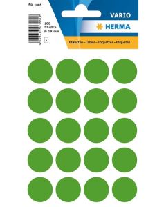 HERMA : Lot de 100 étiquettes adhésives rondes - 19,0 mm - Vert foncé 1885