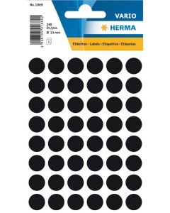 HERMA 1869 : Lot de 240 étiquettes adhésives rondes - 13 ,0 mm - Noir