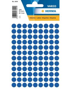 HERMA : Lot de 540 étiquettes adhésives rondes - 8,0  mm - Bleu foncé