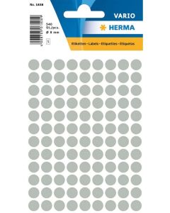 HERMA : Lot de 540 étiquettes adhésives rondes - 8,0  mm - Gris