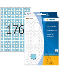 Etiquettes adhésives rondes - 8 mm - Bleu : HERMA Lot de 5632 Visuel