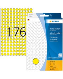 Etiquettes adhésives rondes - 8 mm - Jaune : HERMA Lot de 5632 Image