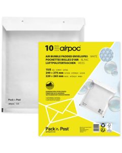 Lot de 10 Pochettes d'expédition matelassées - Blanc - 240 x 275 mm : MAIL MEDIA Visuel