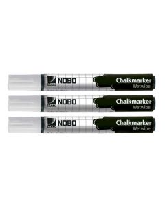 Photo Lot de 3 marqueurs à craie 2 mm - Blanc : NOBO 34438398