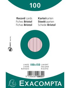 Photo Fiches Bristol lignées - 100 x 150 mm - Rose EXACOMPTA 10832X