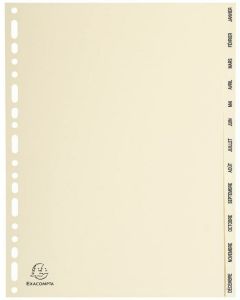 Photo Jeu de 12 Intercalaires mensuels en carton - A4 EXACOMPTA Image