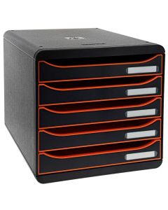 Photo Module de rangement 5 tiroirs - Big Box Plus - Noir/Tangerine/Noir EXACOMPTA Black Office