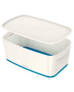 Photo Boîte de rangement WOW avec couvercle - 5 litres - Blanc / Bleu LEITZ My Box