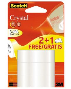 Photo Ruban adhésif Crystal Clear 600 Pack Eco - 19 mm x 15 m : SCOTCH 6-1915P3 