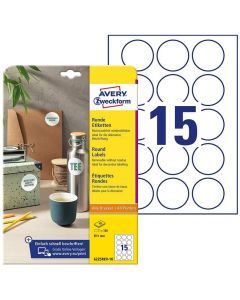 Photo Étiquettes adhésives amovibles - Diamètre 51 mm - Blanc AVERY
