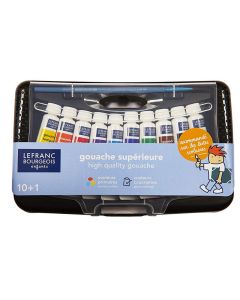 Photo Boîte de 10 tubes de gouache et pinceau LEFRANC Collège Box Peinture