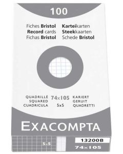 Fiches Bristol quadrillées - 74 x 105 mm - Blanc EXACOMPTA 13200B