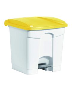 Photo Poubelle à pédale avec couvercle - 30 litres - Blanc/Jaune : HELIT H2402018
