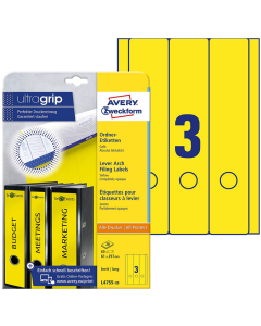 Photo Etiquettes Dos de classeur - 61 x 297 mm - Jaune AVERY 