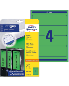 Photo Etiquettes Dos de classeur - 61 x 192 mm - Vert AVERY Lot de 80