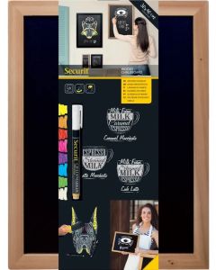 Ardoise murale - Cadre teck - 300 x 400 mm : SECURIT Woody Modèle